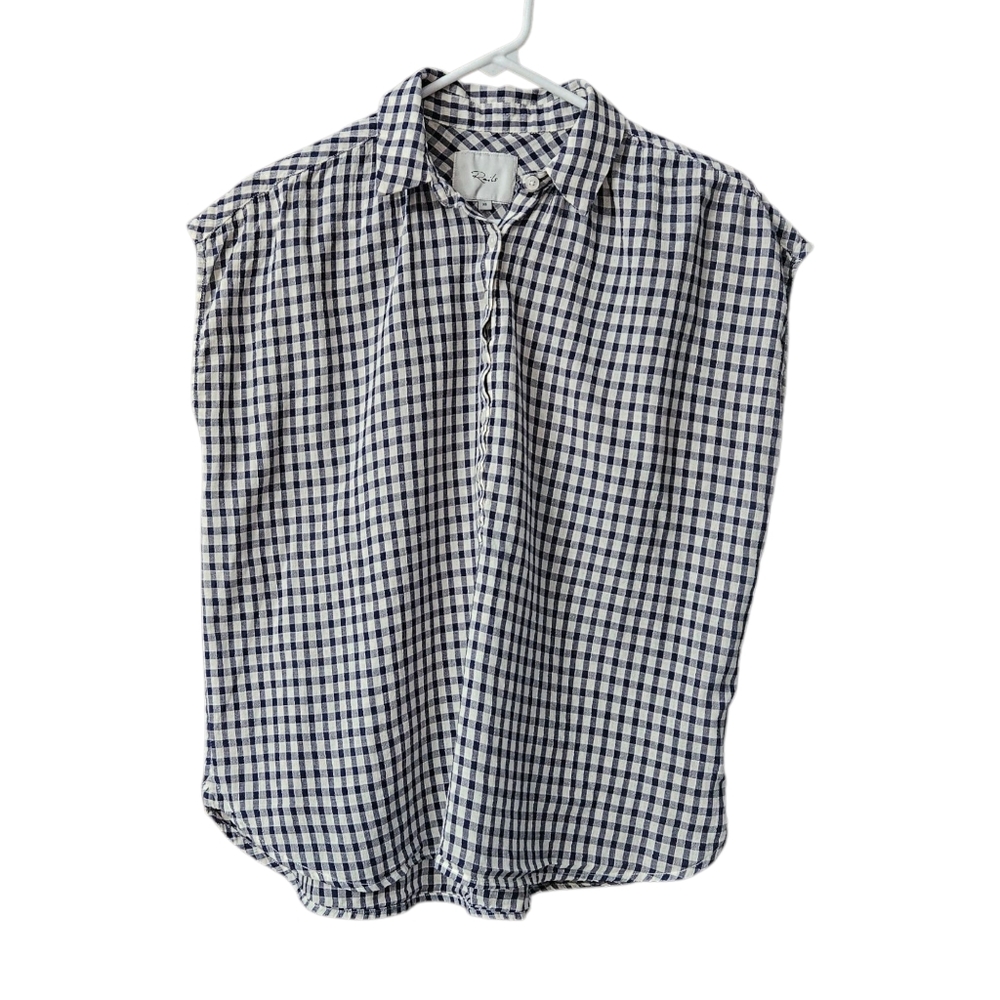 Rails Shannon Navy Check Top Women's XS Cotton Buttons